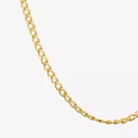 14K Gold Inch Hollow Curb Heart Chain Necklace