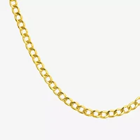 14K Gold 13 Inch Hollow Curb Heart Chain Necklace