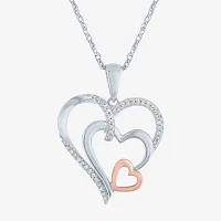 Yes, Please! Womens 1/10 CT. T.W. Natural White Diamond 14K Two Tone Gold Over Silver Sterling Silver Heart Pendant Necklace