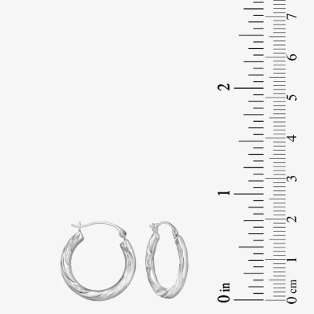 14K White Gold 18mm Round Hoop Earrings