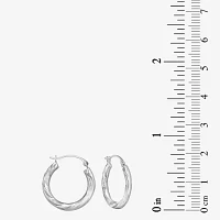 14K White Gold 18mm Round Hoop Earrings