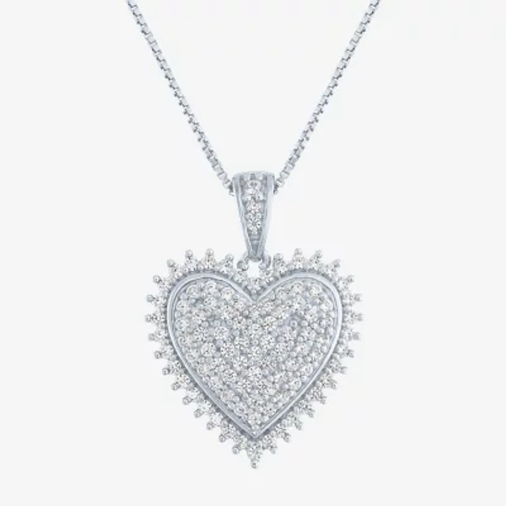 (G-H / I1-I2) Womens 1/2 CT. T.W. Lab Grown White Diamond Sterling Silver Heart Pendant Necklaces