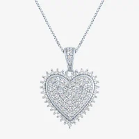 (G-H / I1-I2) Womens 1/2 CT. T.W. Lab Grown White Diamond Sterling Silver Heart Pendant Necklace