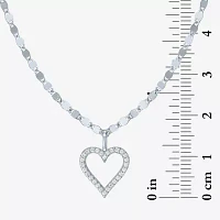 (G-H / I1-I2) Womens 1/10 CT. T.W. Lab Grown White Diamond Sterling Silver or 14K Gold Over Heart Pendant Necklace