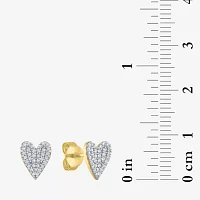 Diamond Addiction (G-H / Si2-I1) 1/6 CT. T.W. Lab Grown White Diamond 14K Gold Over Silver Sterling Silver 8.2mm Heart Stud Earrings