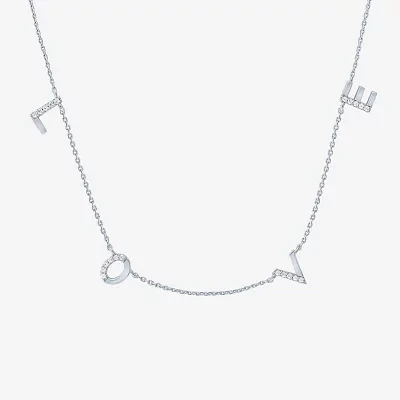 (G-H / I1-I2) "Love" Womens 1/10 CT. T.W. Lab Grown White Diamond Sterling Silver Pendant Necklace