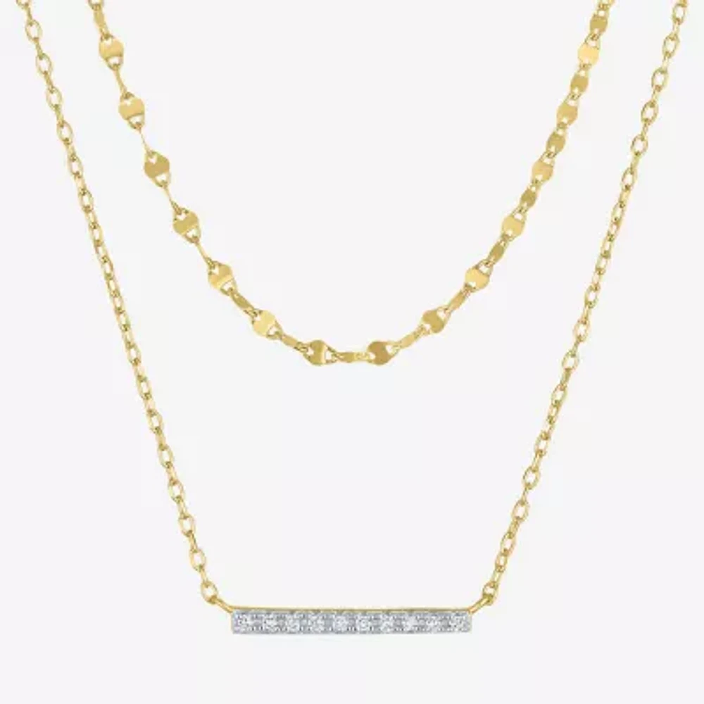 Diamond Addiction (G-H / I1-I2) Womens 2-pc. Diamond Accent Lab Grown White Diamond 14K Gold Over Silver Bar Necklace Set