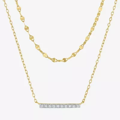 Diamond Addiction (G-H / I1-I2) Womens 2-pc. Diamond Accent Lab Grown White Diamond 14K Gold Over Silver Bar Necklace Set