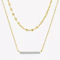 Diamond Addiction (G-H / I1-I2) Womens 2-pc. Diamond Accent Lab Grown White Diamond 14K Gold Over Silver Bar Necklace Set