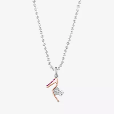 Womens Diamond Accent Natural White Diamond 10K Rose Gold Sterling Silver Barbie Pendant Necklace