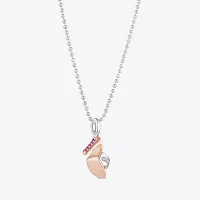 Womens Diamond Accent Natural White Diamond 10K Rose Gold Sterling Silver Pendant Necklaces