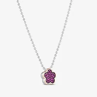 Womens Lab Created Pink Sapphire 10K Rose Gold Sterling Silver Flower Pendant Necklaces