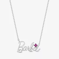 Womens Lab Created Pink Sapphire Sterling Silver Barbie Pendant Necklace