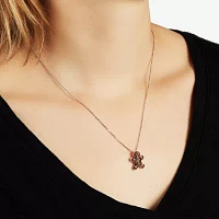 Womens Brown Crystal Sterling Silver Pendant Necklace