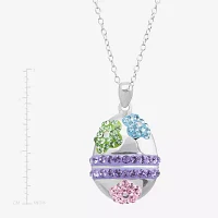 Womens Multi Color Crystal Sterling Silver Pendant Necklace