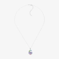 Womens Multi Color Crystal Sterling Silver Pendant Necklace