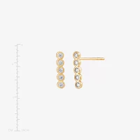 White Cubic Zirconia 14K Gold Bar Ear Climbers