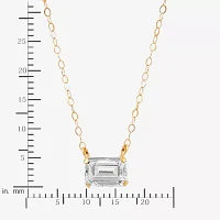 Womens 18 Inch White Cubic Zirconia 14K Gold Link Necklace