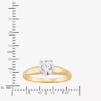 Womens Lab Created White Cubic Zirconia 10K Gold Round Cocktail Ring