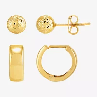 10K Gold 2 Pair Earring Set