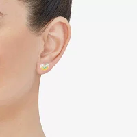 Lab Created White Crystal 14K Gold 7.8mm Stud Earrings