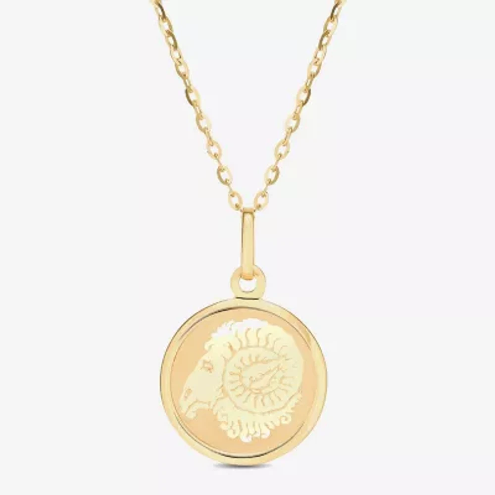 Womens 14K Gold Round Pendant Necklace