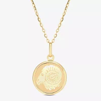 Womens 14K Gold Round Pendant Necklace