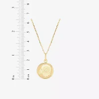 Womens 14K Gold Round Pendant Necklace