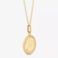 Womens 14K Gold Round Pendant Necklace