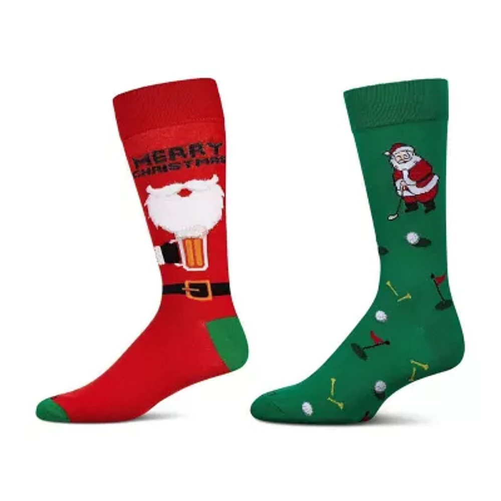 MeMoi Holiday 2 Pair Crew Socks Mens