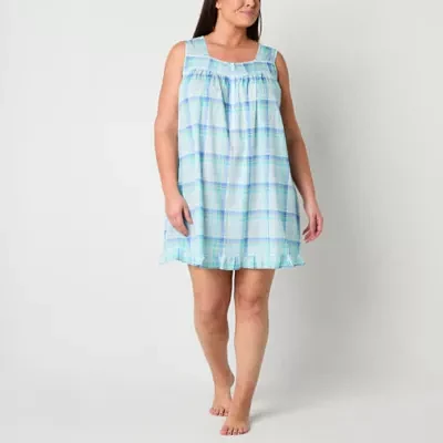 Adonna Womens Plus Sleeveless Scoop Neck Nightgown