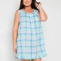 Adonna Womens Plus Sleeveless Scoop Neck Nightgown