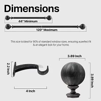 Deco Window Brushed Globe 1 IN Adjustable Curtain Rod