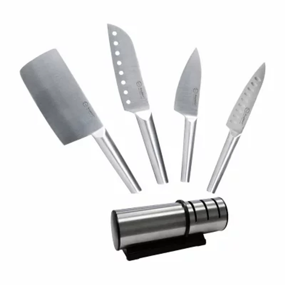 BergHOFF Straight 18/10 Stainless Steel 5-pc. Specialty Knife Set with 3-In-1 Sharpener