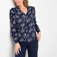 Liz Claiborne Womens Long Sleeve Regular Fit Button-Down Shirt