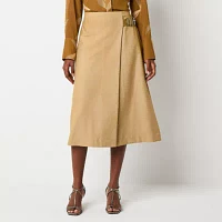 Worthington Womens Midi Wrap Skirt