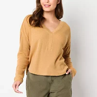 a.n.a Waffle Womens V Neck Long Sleeve T-Shirt