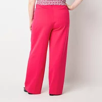 Liz Claiborne-Plus Womens Mid Rise Wide Leg Easy-on + Easy-off Seated Wear Pull-On Pants