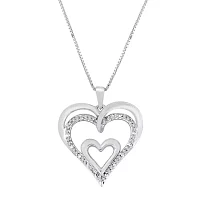 1/10 CT. T.W. Diamond Openwork Triple-Heart Pendant Necklace Sterling Silver