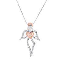 ForeverMine® 1/10 CT.T.W. Natural Diamond Two-Tone Angel Pendant Necklace