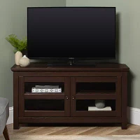 44" Transitional Modern Farmhouse Wood Corner TV Stand