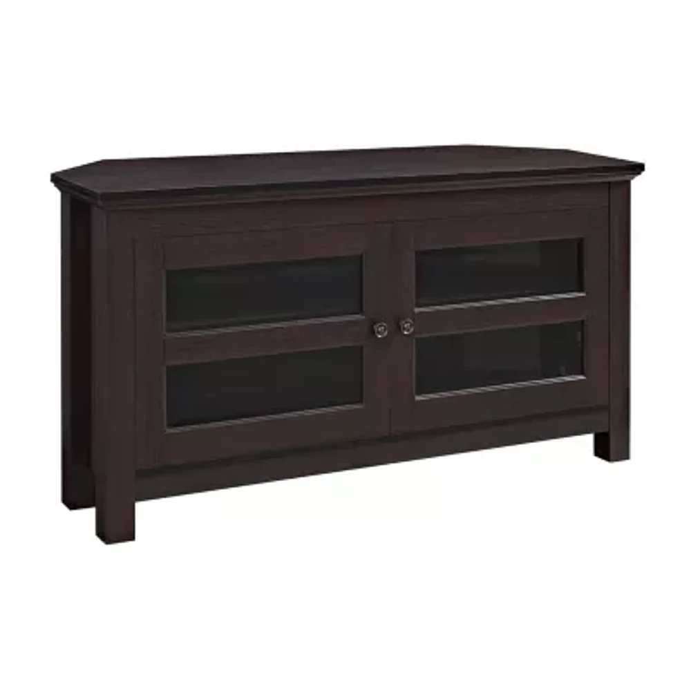 44" Transitional Modern Farmhouse Wood Corner TV Stand
