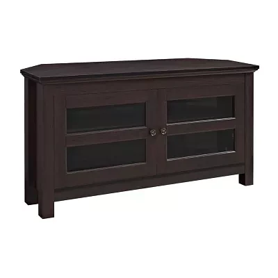 44" Transitional Modern Farmhouse Wood Corner TV Stand