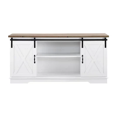 Farmhouse 65" Sliding Barndoor Wood TV Stand