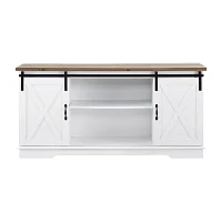 Farmhouse 65" Sliding Barndoor Wood TV Stand