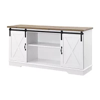 Farmhouse 65" Sliding Barndoor Wood TV Stand