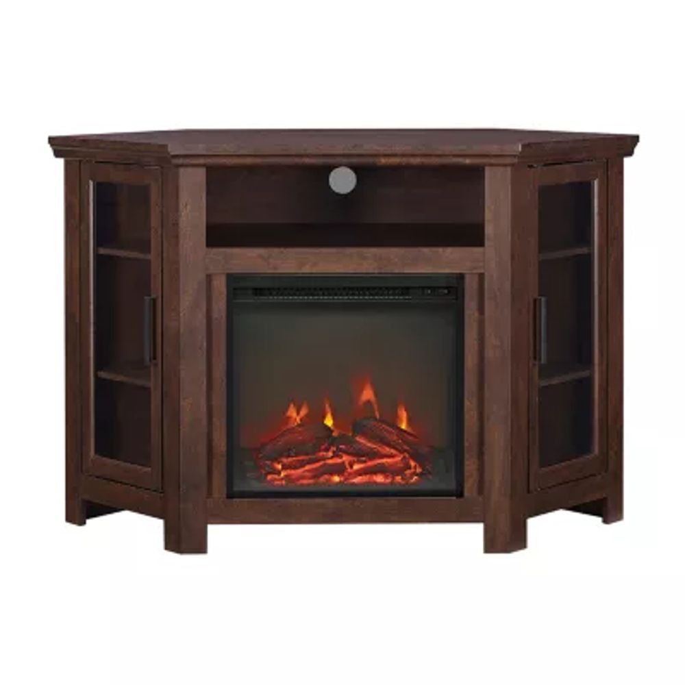 48" Wood Corner Fireplace Media TV Stand Console