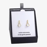 Sparkle Allure Cubic Zirconia 14K Gold Over Brass Pear Drop Earrings