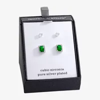 Sparkle Allure 2 Pair Crystal Rectangular Earring Set