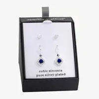 Sparkle Allure 2 Pair Crystal Square Earring Set